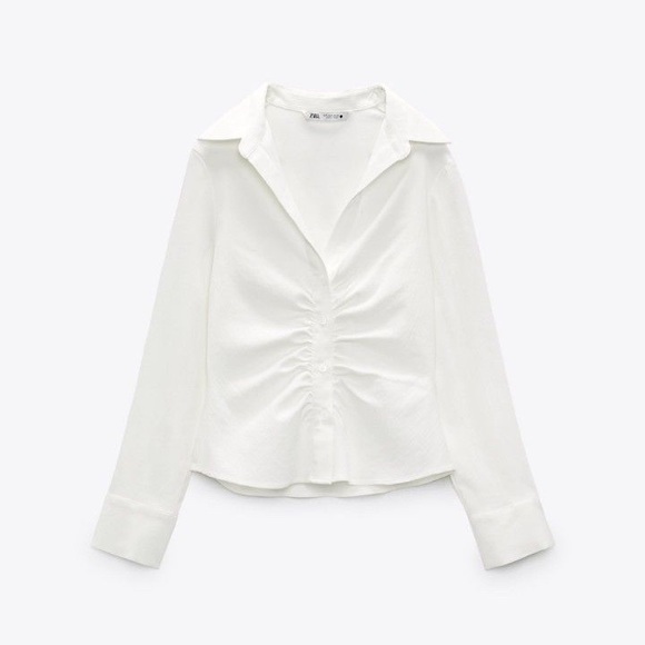 Zara Ruched Button Down Top - Picture 2 of 5